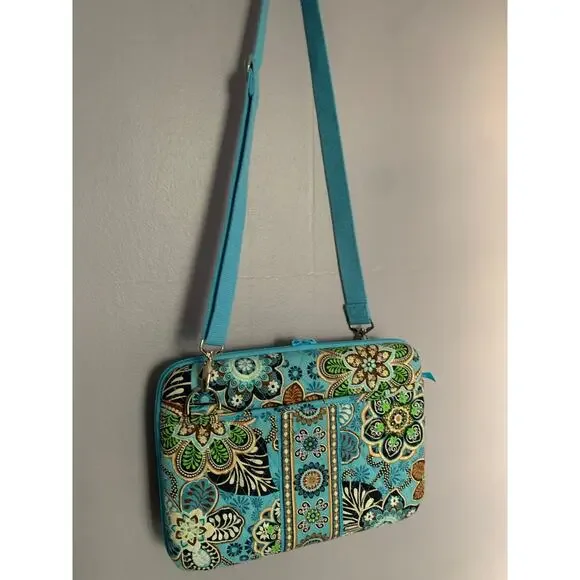 Vera Bradley 12" mini Laptop  Hard Case w/Shoulder Strap in Bali Blue EUC - Picture 9 of 11